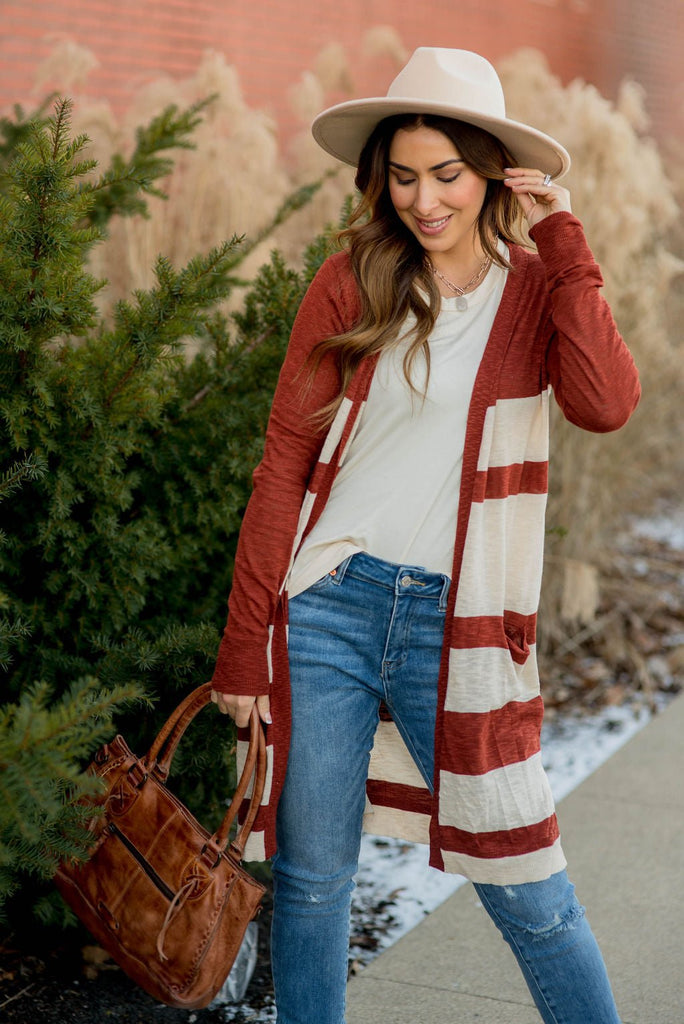 Lightweight Assorted Stripe Tunic Cardigan - Betsey's Boutique Shop