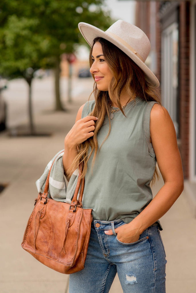 Ribbed Trim Tank - Betsey's Boutique Shop