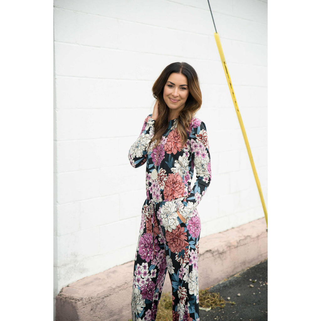 Black Floral Jumpsuit - Betsey's Boutique Shop