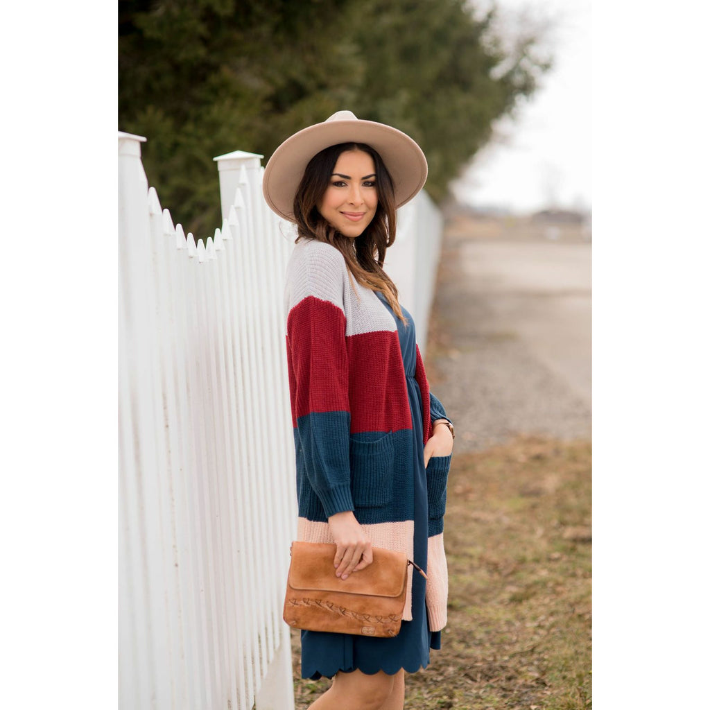 Color Block Knit Cardigan - Betsey's Boutique Shop - Coats & Jackets