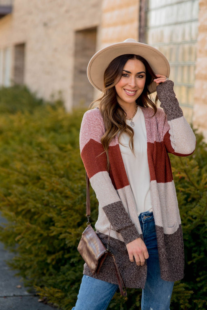 Lovely Textured Color Block Cardigan - Betsey's Boutique Shop - Coats & Jackets