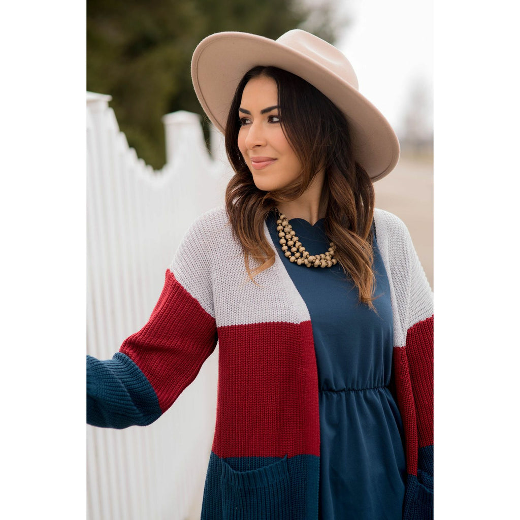 Color Block Knit Cardigan - Betsey's Boutique Shop - Coats & Jackets