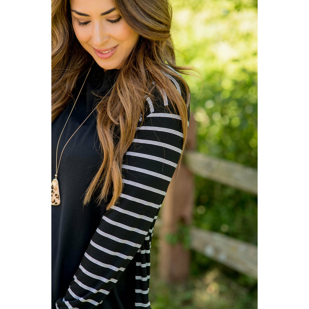 Triple Striped Pocket Tunic Cardigan - Betsey's Boutique Shop