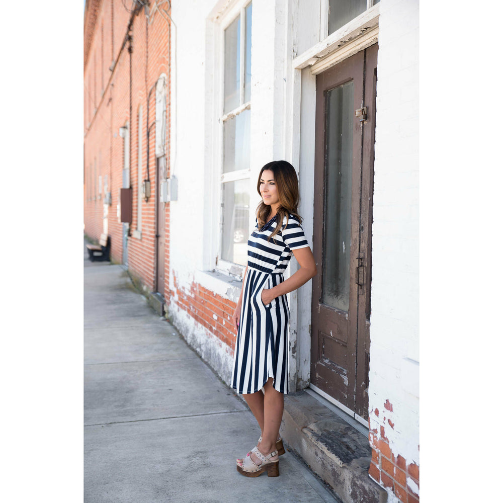 Multi Color Striped Midi Dress For Women – Zink London