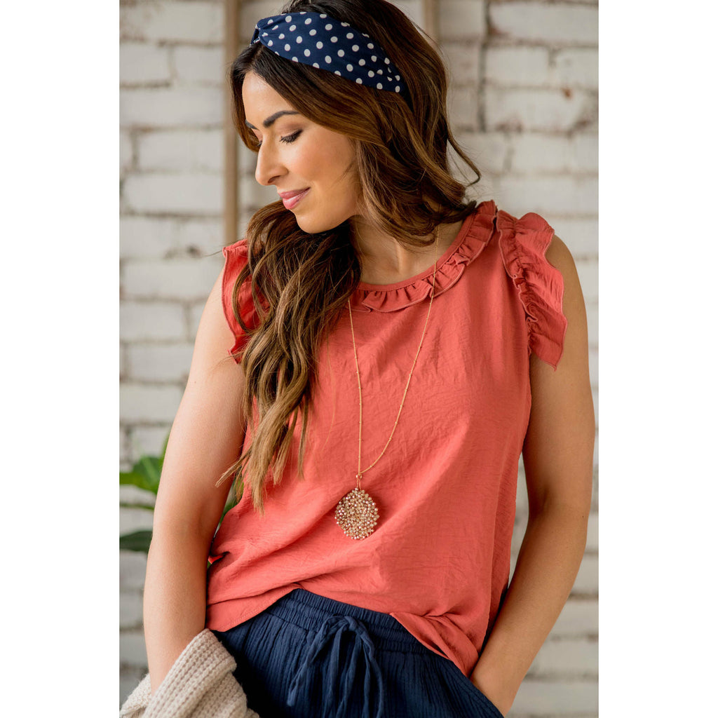 Dressy Ruffle Trim Tank - Betsey's Boutique Shop - Shirts & Tops