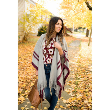 Burgundy Striped Kimono - Betsey's Boutique Shop