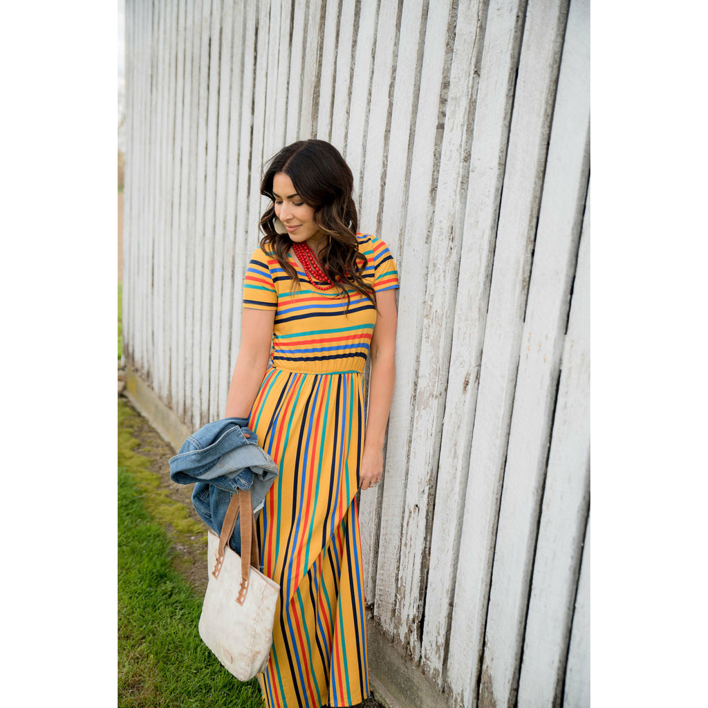 Striped Maxi Tee Dress - Betsey's Boutique Shop - Dresses