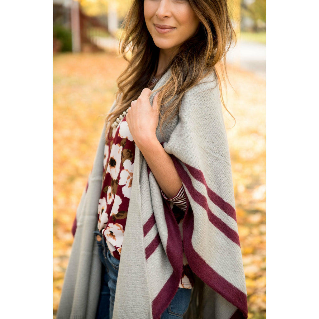 Burgundy Striped Kimono - Betsey's Boutique Shop