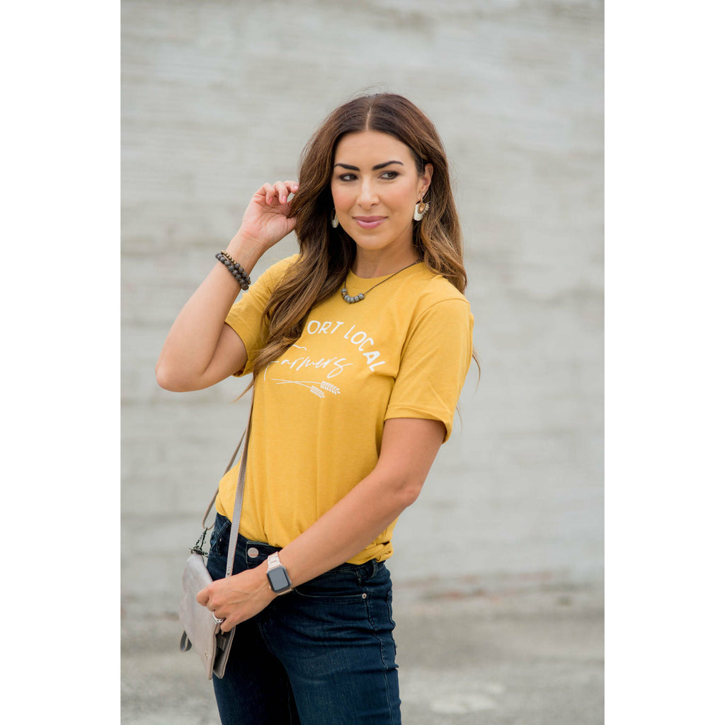 Support Local Farmers Wheat Graphic Tee - Betsey's Boutique Shop