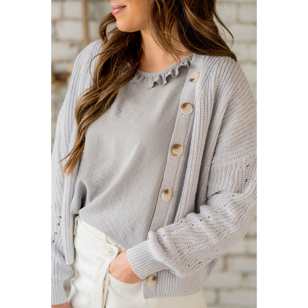 Detailed Knit Button Cardigan - Betsey's Boutique Shop