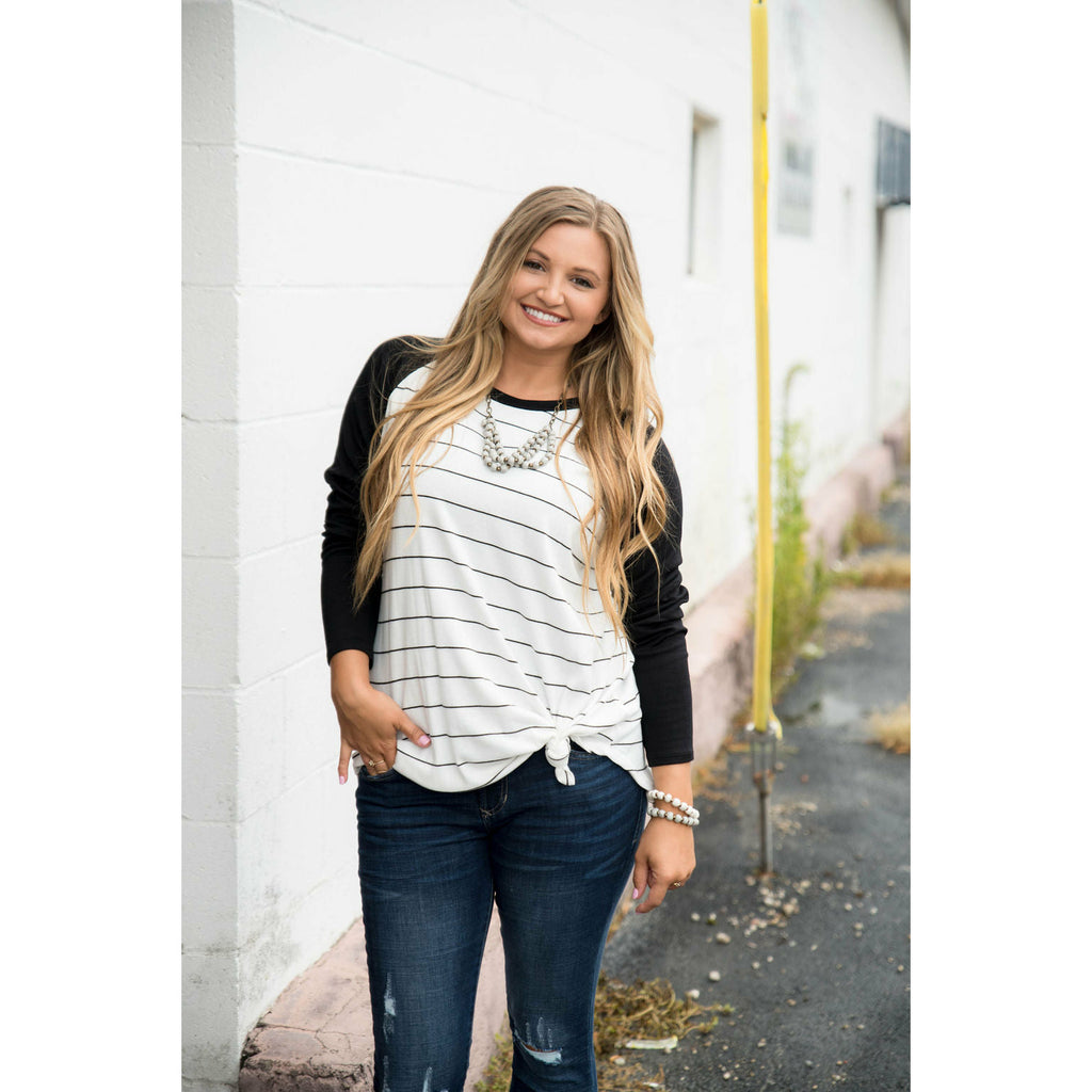 Striped Baseball Tee - Betsey's Boutique Shop