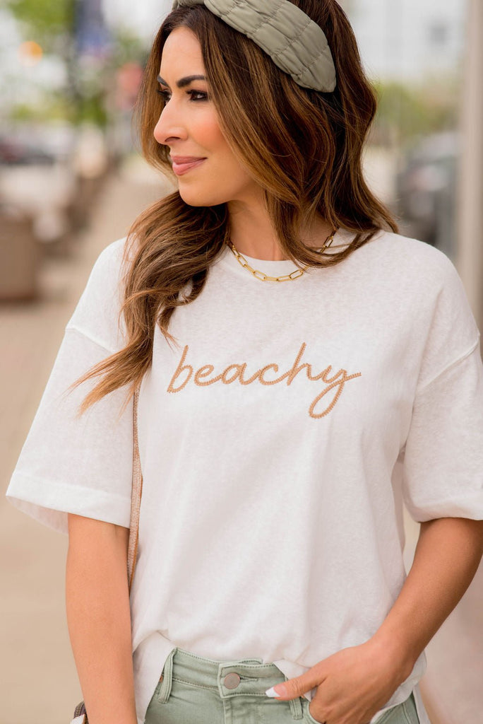 Beachy Stitched Tee - Betsey's Boutique Shop -