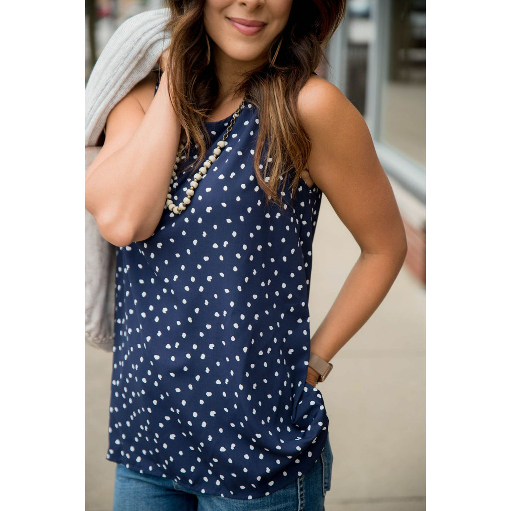 Spotted Peep Back Tank - Betsey's Boutique Shop