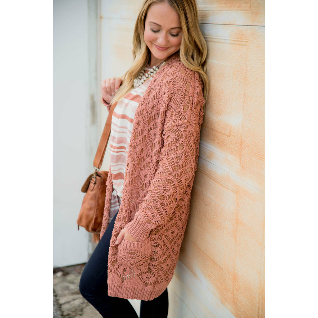 Diamond Knit Tunic Cardigan - Betsey's Boutique Shop - Coats & Jackets