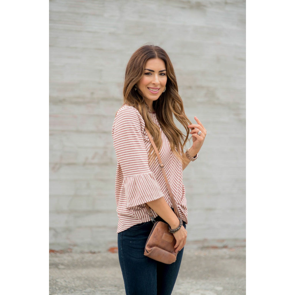 Accented Flutter Blouse - Betsey's Boutique Shop