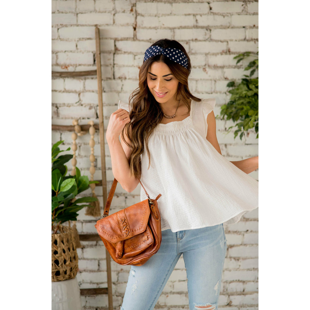 Gauze Flutter Sleeve Peasant Blouse - Betsey's Boutique Shop