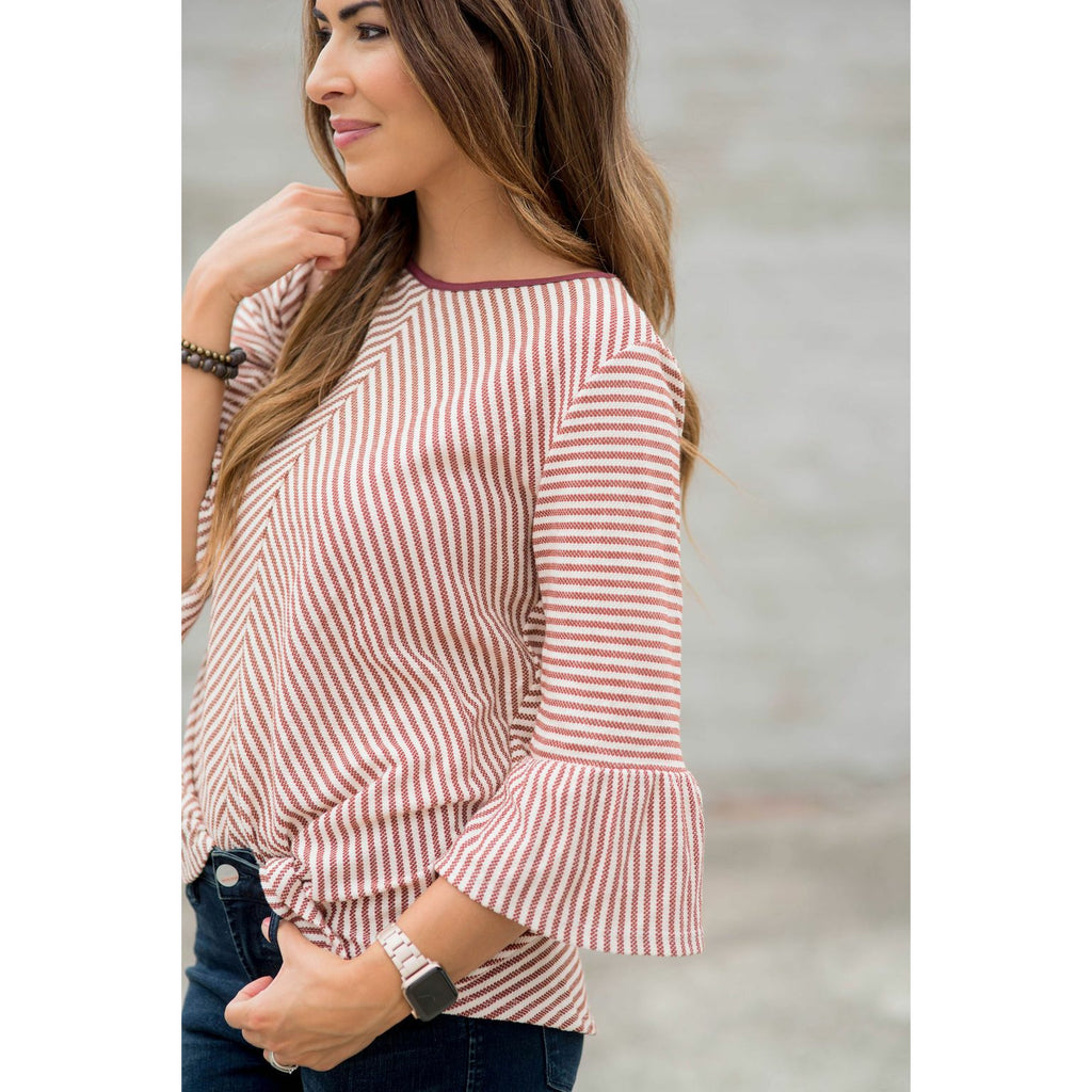 Accented Flutter Blouse - Betsey's Boutique Shop