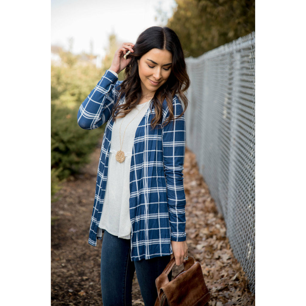 Light Weight Plaid Cardigan - Betsey's Boutique Shop