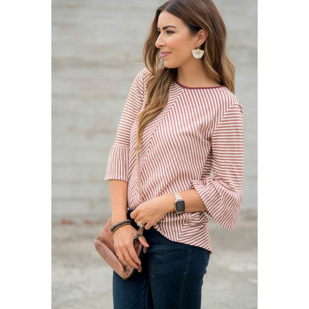 Accented Flutter Blouse - Betsey's Boutique Shop