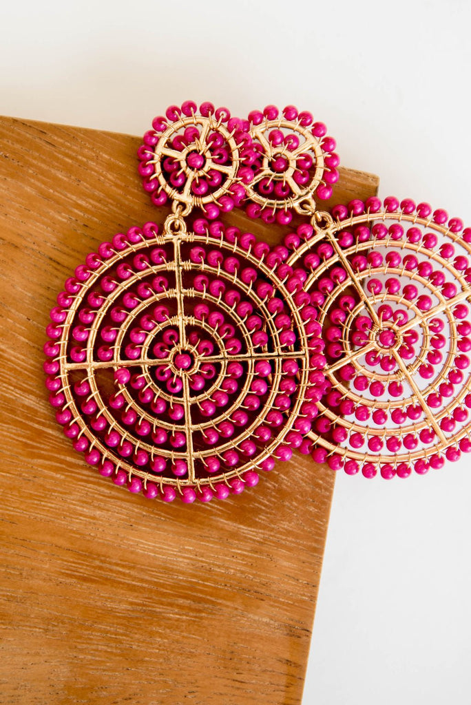 Bullseye Beaded Dangle Earrings - Betsey's Boutique Shop -