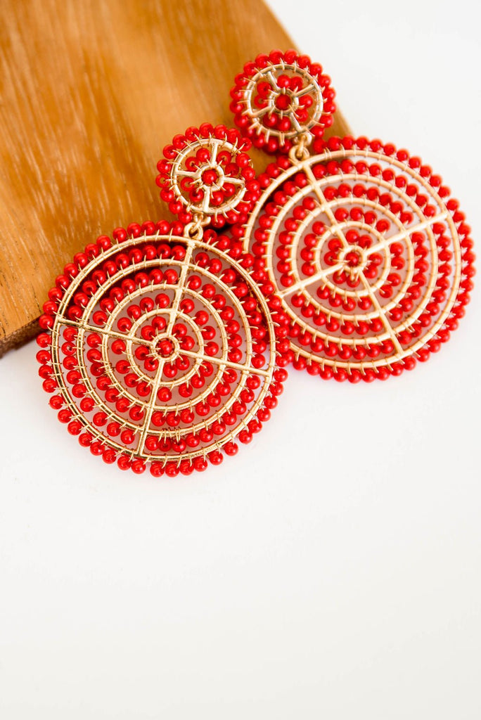 Bullseye Beaded Dangle Earrings - Betsey's Boutique Shop -