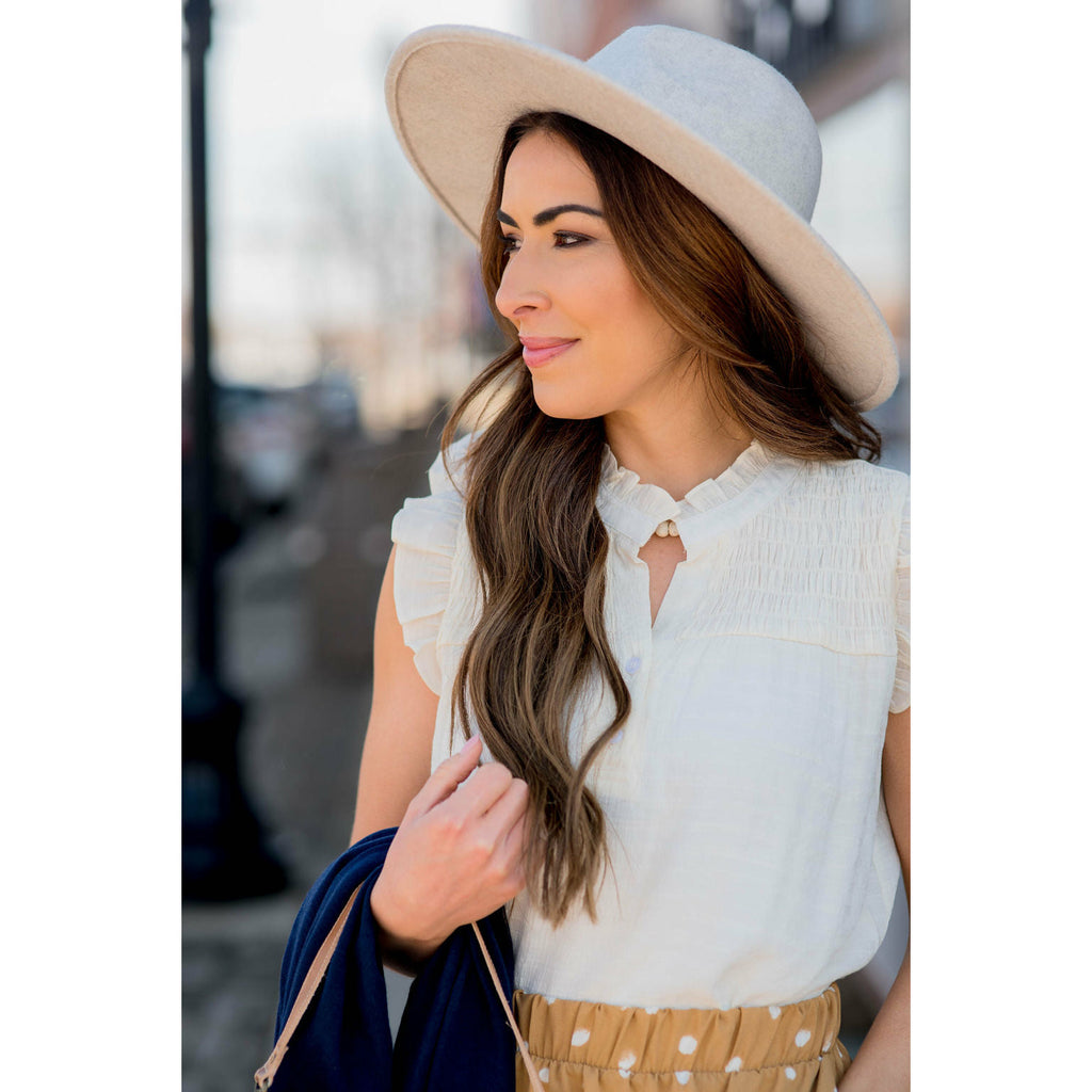 Simple Button Accented Ruffle Tank - Betsey's Boutique Shop