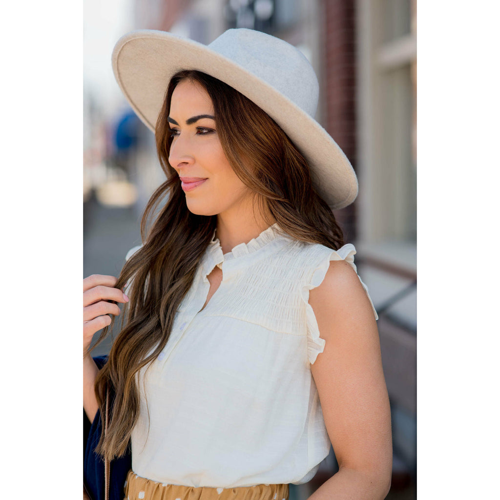 Simple Button Accented Ruffle Tank - Betsey's Boutique Shop