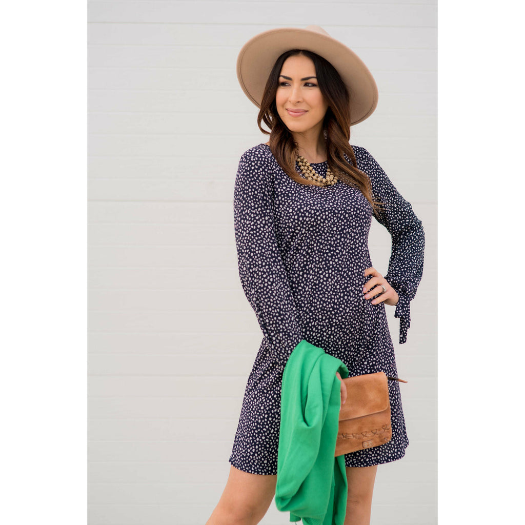 Speckled Tie Sleeve Dress - Betsey's Boutique Shop