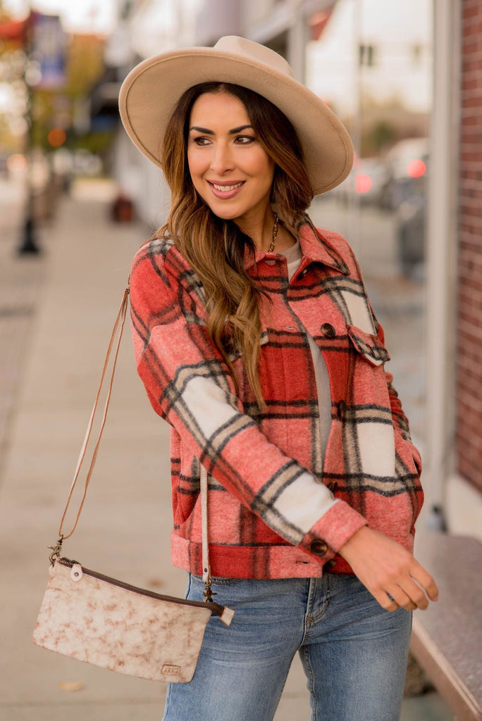 Sugar & Spice Cropped Plaid Shacket - Betsey's Boutique Shop -