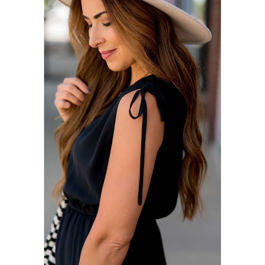 Tie Shoulder Button Down Midi - Betsey's Boutique Shop