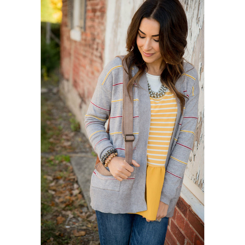 Little Dot/Striped Cardigan - Betsey's Boutique Shop