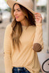Striped Elbow Patch Long Sleeve Tee