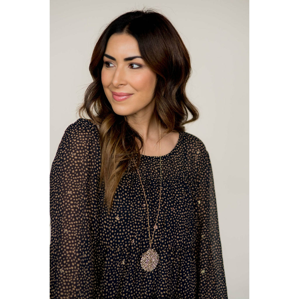 Hint of Shine Tiered Speckled Blouse - Betsey's Boutique Shop - Shirts & Tops