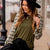 Grid Plaid Tie Sleeve Blouse