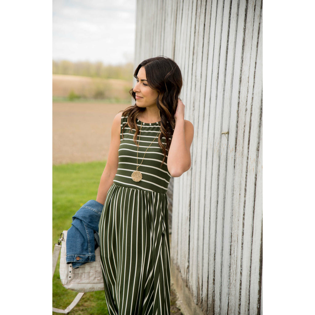 Striped Sleeveless Tank Dress - Betsey's Boutique Shop