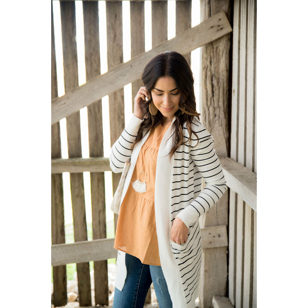 Striped Teacher's Cardigan - Betsey's Boutique Shop