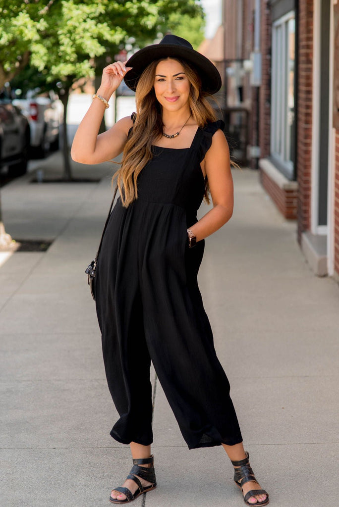 Flutter Trim Cropped Jumpsuit - Betsey's Boutique Shop