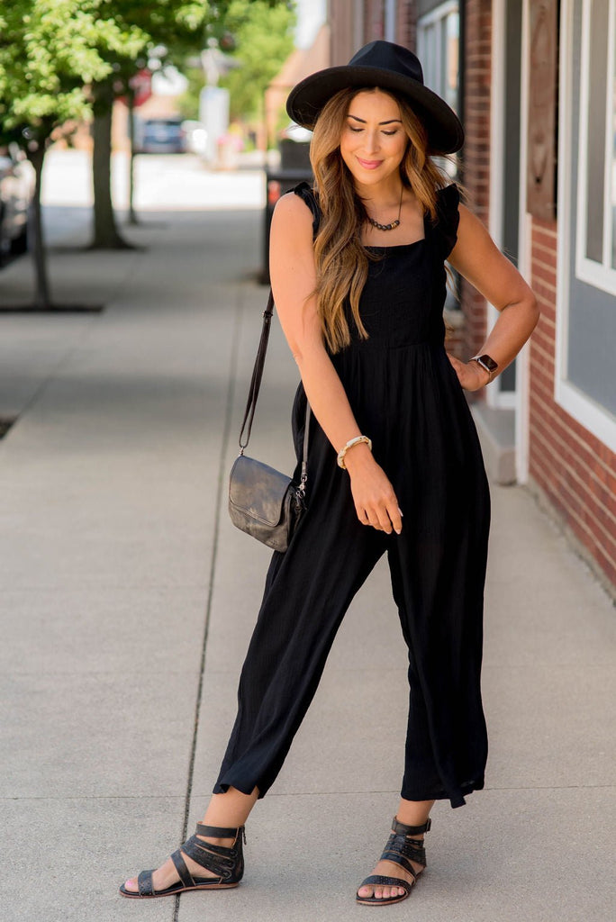 Flutter Trim Cropped Jumpsuit - Betsey's Boutique Shop