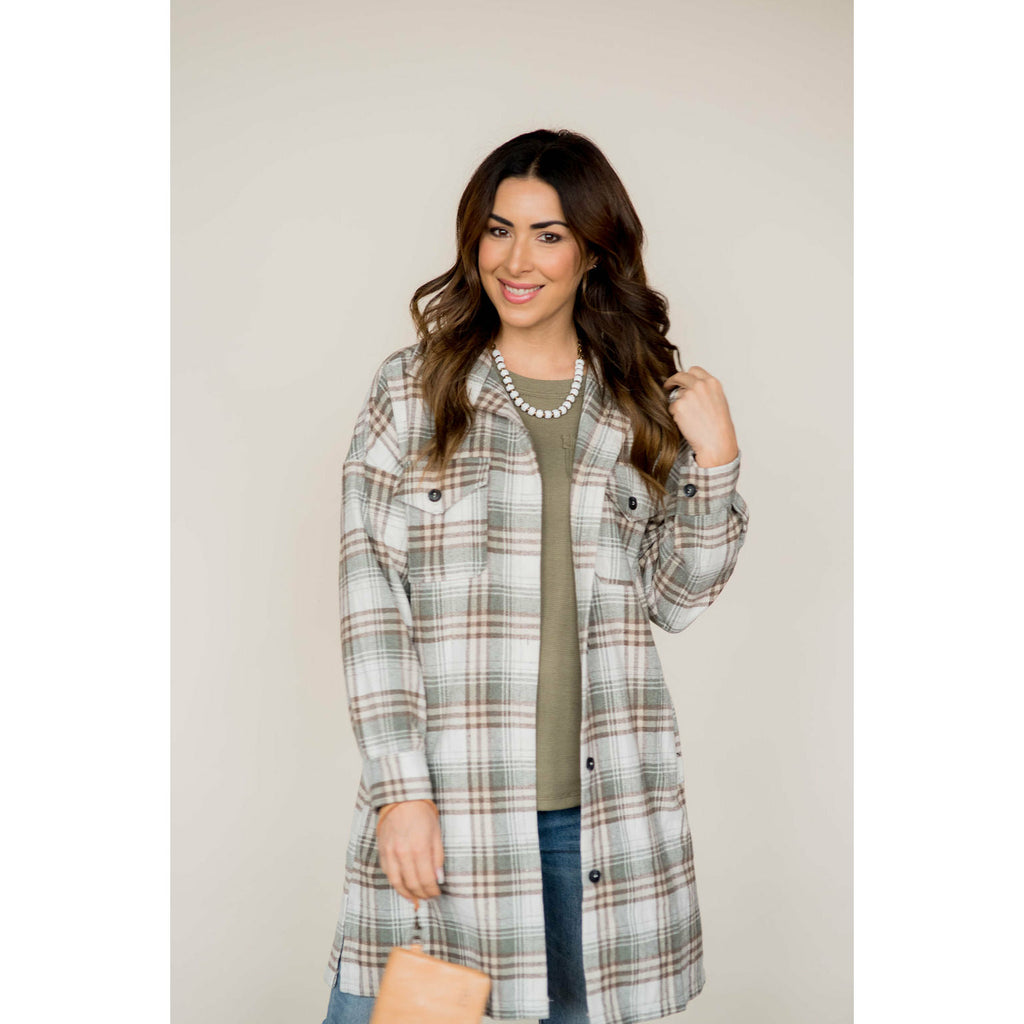 Chic Elongated Plaid Tunic Shacket - Betsey's Boutique Shop