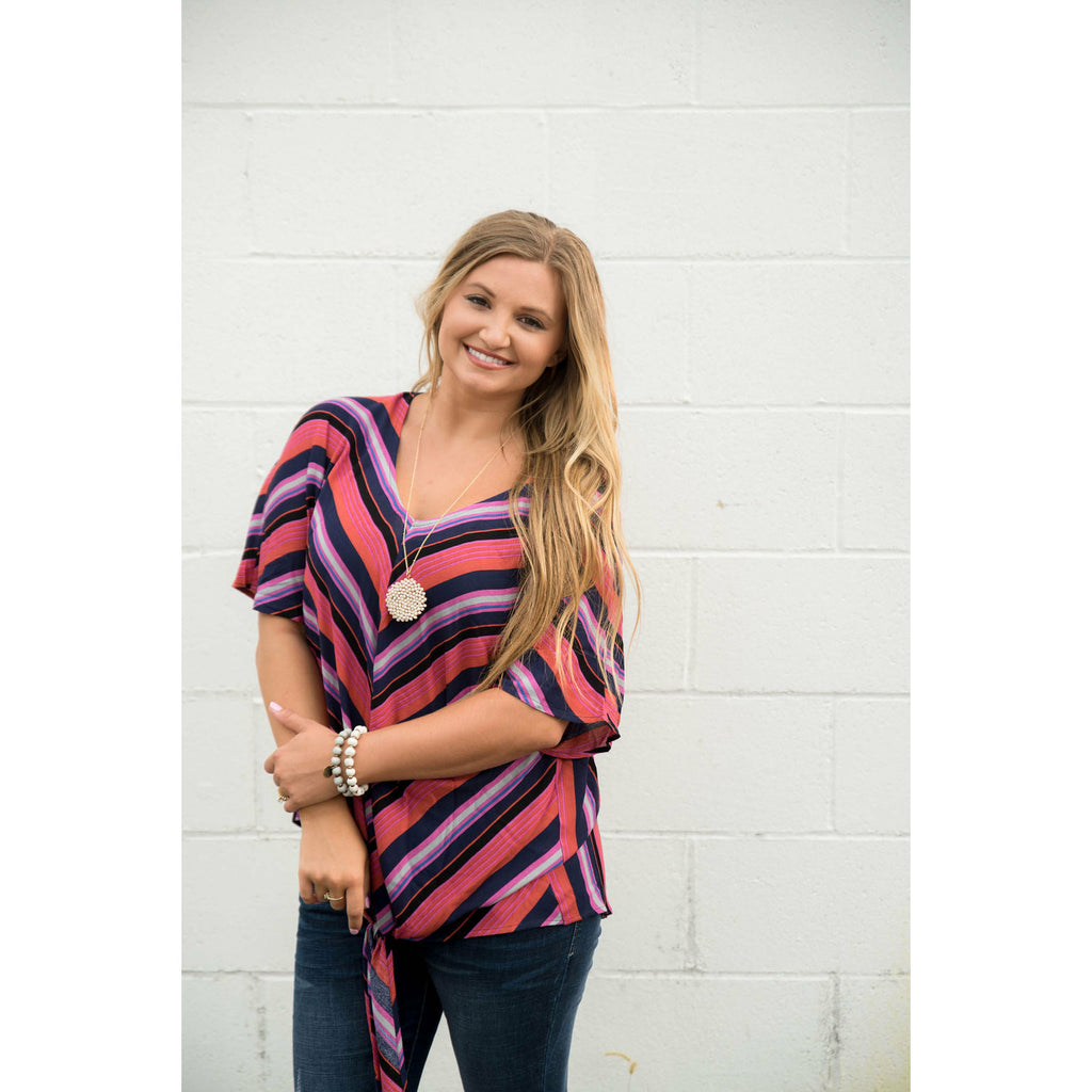 Magenta Tie Front Blouse - Betsey's Boutique Shop