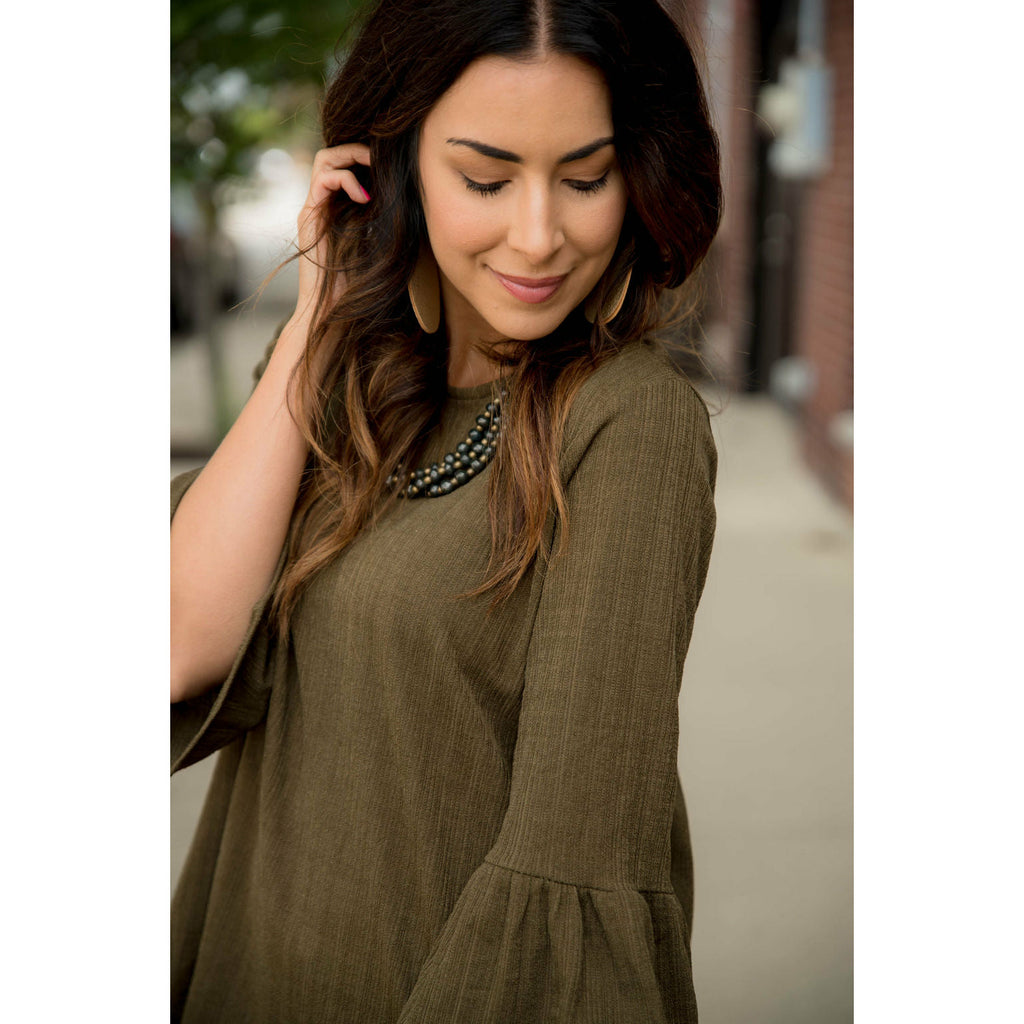 Textured Flutter Blouse - Betsey's Boutique Shop