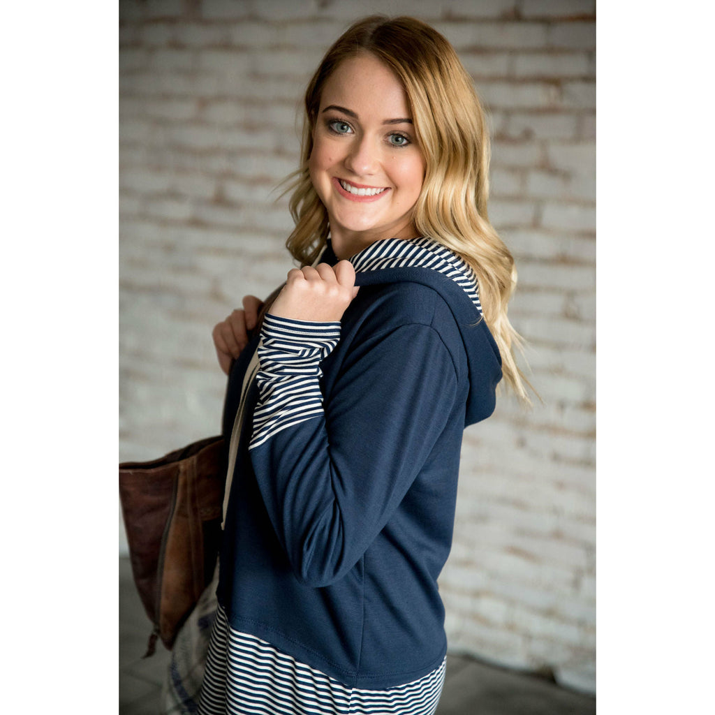 Striped Tipped Hoodie - Betsey's Boutique Shop