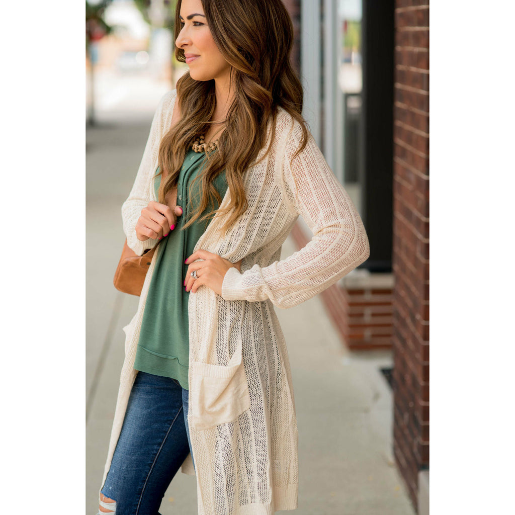 Vertical Striped Tissue Tunic Cardigan - Betsey's Boutique Shop