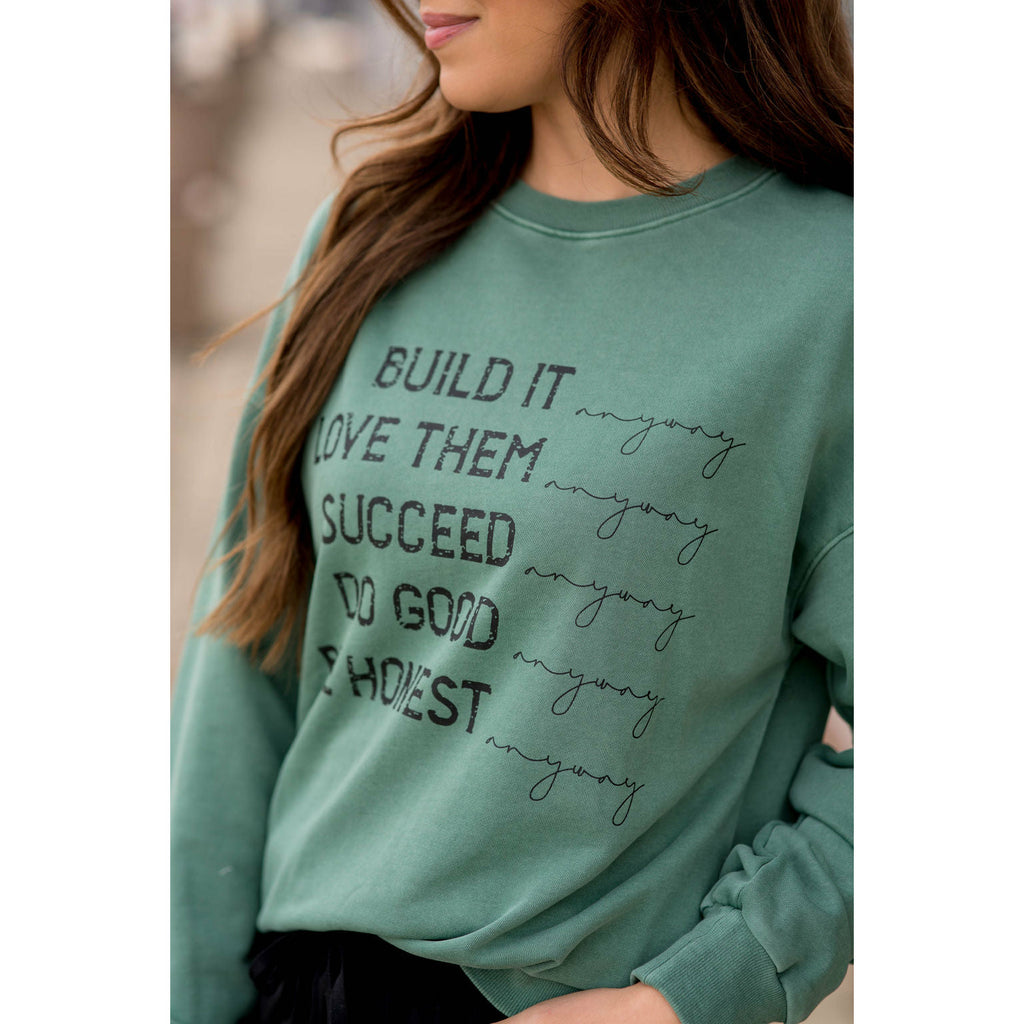 Build It Anyway Graphic Crewneck - Betsey's Boutique Shop - Shirts & Tops