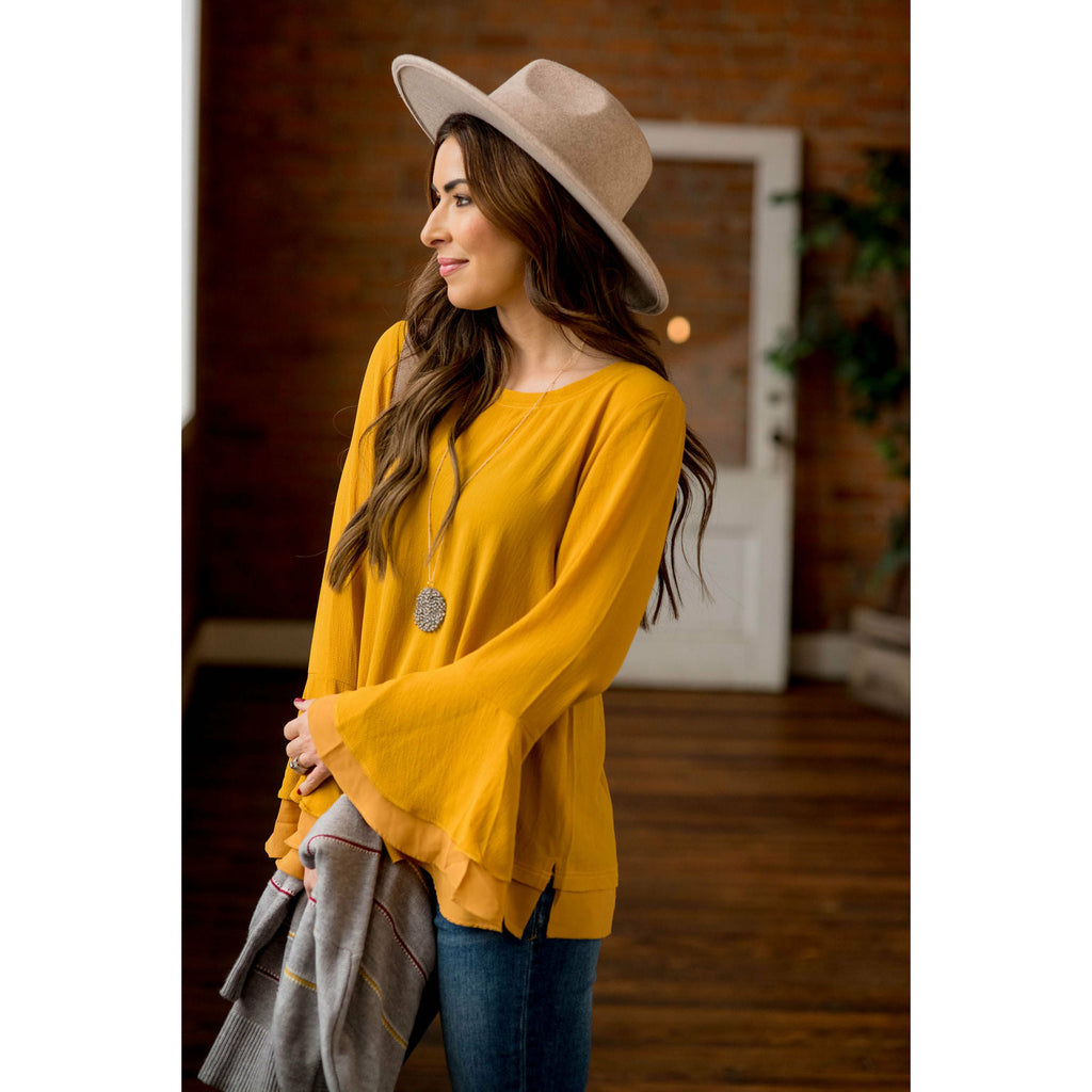 Basic Bell Sleeve Blouse - Betsey's Boutique Shop