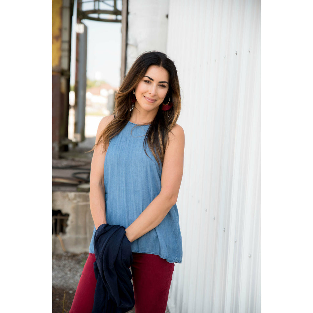 Denim Ruffle Tank - Betsey's Boutique Shop