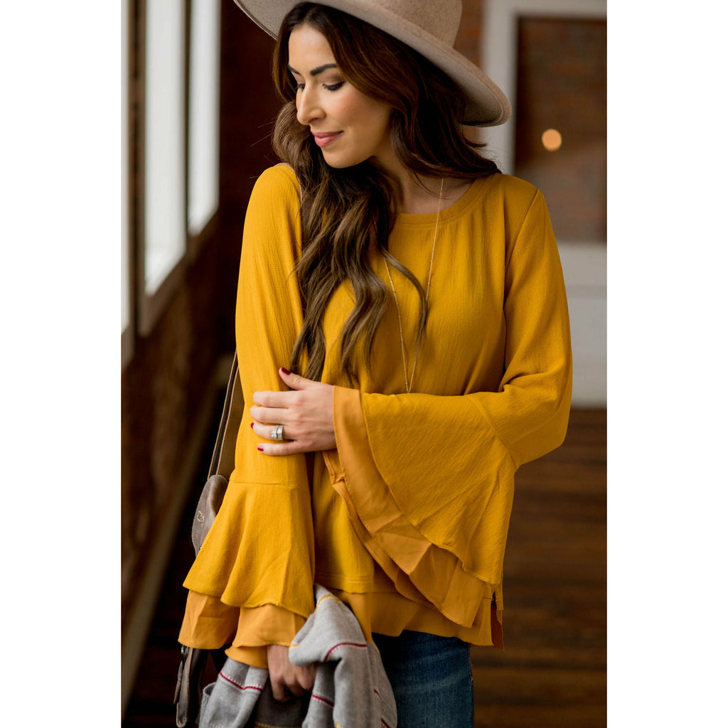 Basic Bell Sleeve Blouse - Betsey's Boutique Shop