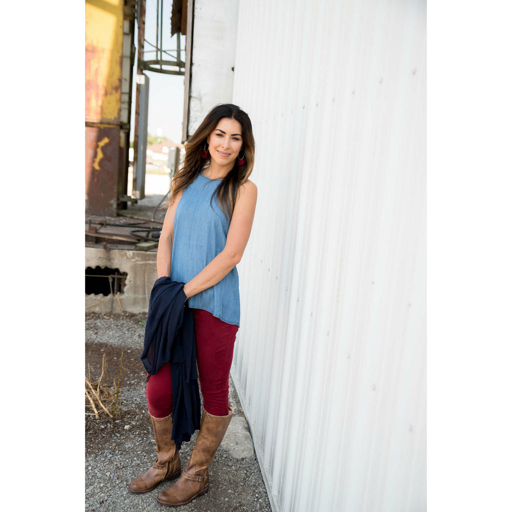 Denim Ruffle Tank - Betsey's Boutique Shop