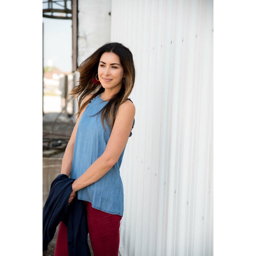 Denim Ruffle Tank - Betsey's Boutique Shop