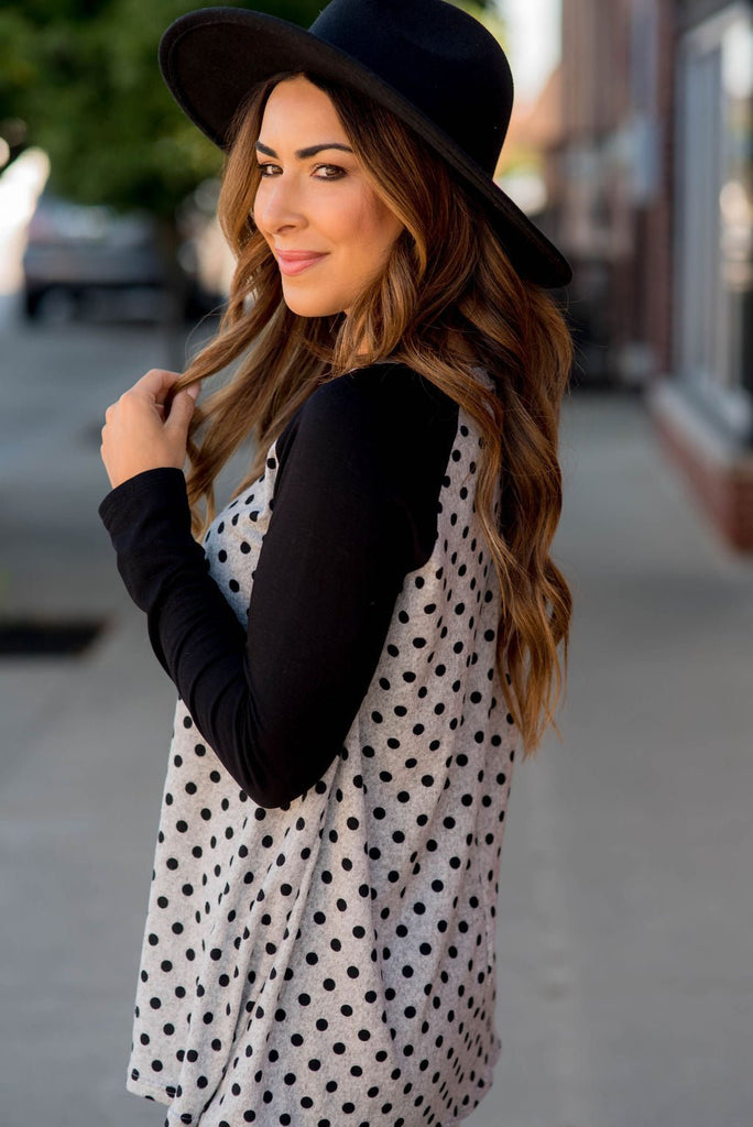 Polka Dot Baseball Tee - Betsey's Boutique Shop - Shirts & Tops